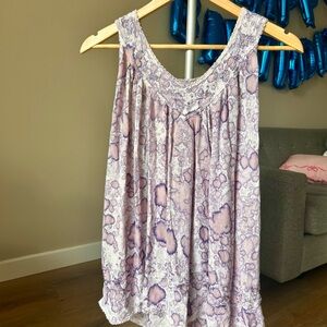 Vintage Y2K Light Purple Floral Lace-Trim Tank